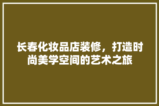 长春化妆品店装修，打造时尚美学空间的艺术之旅
