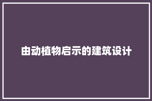 由动植物启示的建筑设计 工艺流程