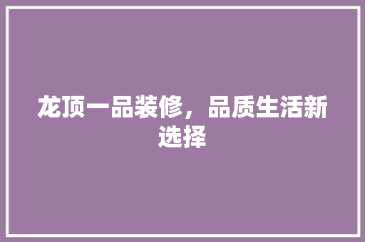 龙顶一品装修，品质生活新选择