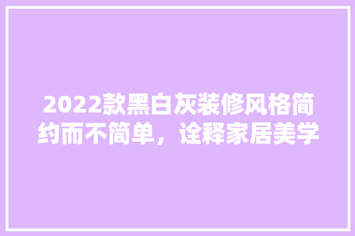 2022款黑白灰装修风格简约而不简单，诠释家居美学新风尚