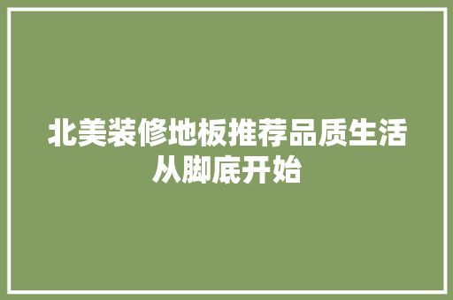 北美装修地板推荐品质生活从脚底开始