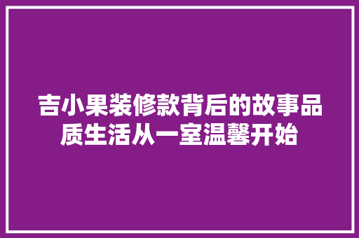 吉小果装修款背后的故事品质生活从一室温馨开始