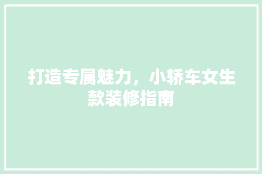 打造专属魅力，小轿车女生款装修指南