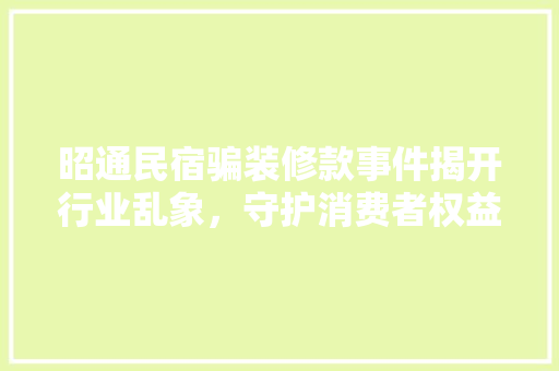 昭通民宿骗装修款事件揭开行业乱象，守护消费者权益