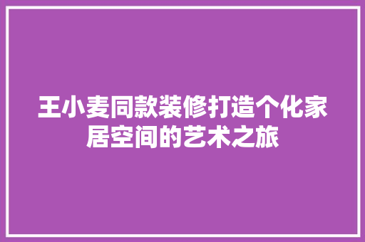 王小麦同款装修打造个化家居空间的艺术之旅 材料设备