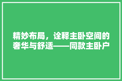 精妙布局，诠释主卧空间的奢华与舒适——同款主卧户型装修指南