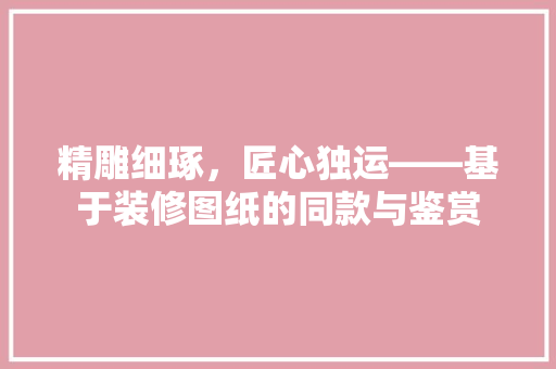 精雕细琢，匠心独运——基于装修图纸的同款与鉴赏