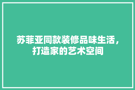 苏菲亚同款装修品味生活，打造家的艺术空间