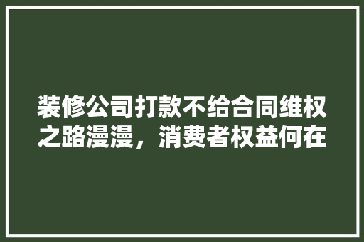 装修公司打款不给合同维权之路漫漫，消费者权益何在