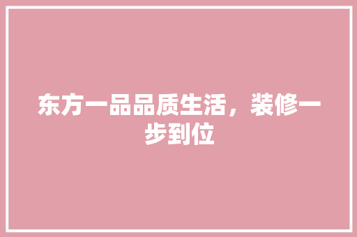 东方一品品质生活，装修一步到位
