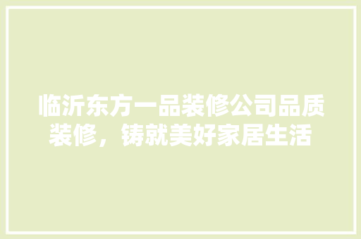 临沂东方一品装修公司品质装修，铸就美好家居生活