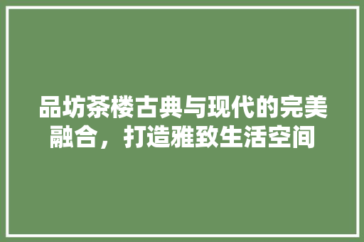 品坊茶楼古典与现代的完美融合，打造雅致生活空间