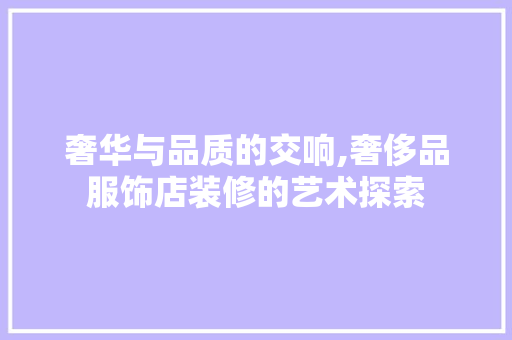 奢华与品质的交响,奢侈品服饰店装修的艺术探索