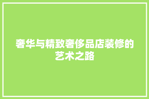 奢华与精致奢侈品店装修的艺术之路