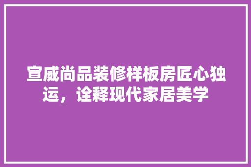 宣威尚品装修样板房匠心独运，诠释现代家居美学 施工管理