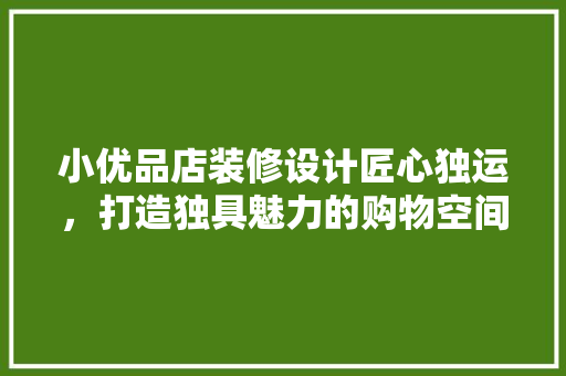 小优品店装修设计匠心独运，打造独具魅力的购物空间