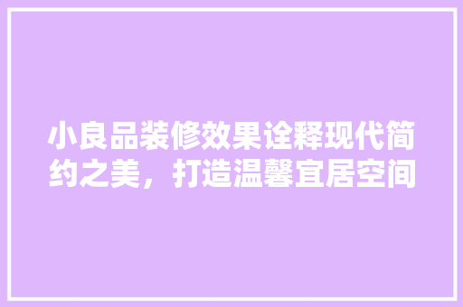 小良品装修效果诠释现代简约之美，打造温馨宜居空间
