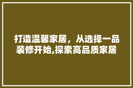 打造温馨家居，从选择一品装修开始,探索高品质家居装修的魅力