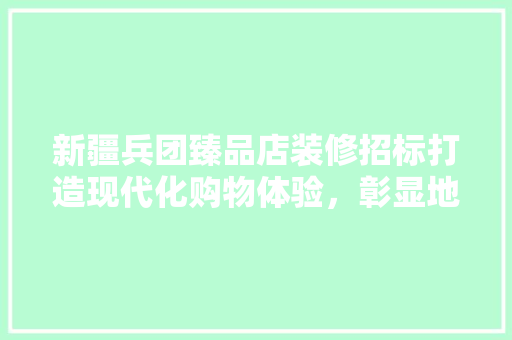 新疆兵团臻品店装修招标打造现代化购物体验，彰显地域特色