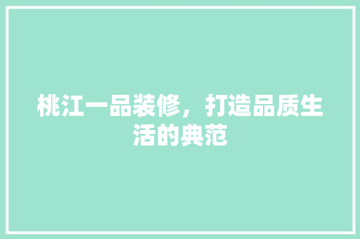桃江一品装修，打造品质生活的典范