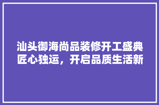 汕头御海尚品装修开工盛典匠心独运，开启品质生活新篇章 施工工艺