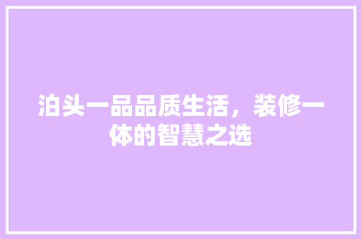 泊头一品品质生活，装修一体的智慧之选