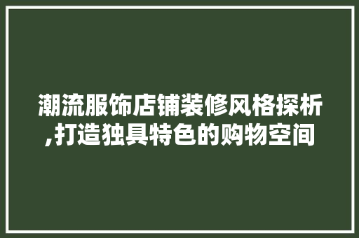 潮流服饰店铺装修风格探析,打造独具特色的购物空间