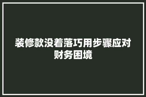 装修款没着落巧用步骤应对财务困境