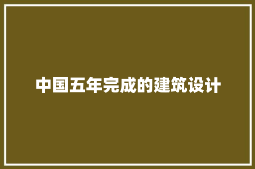 中国五年完成的建筑设计 施工技术