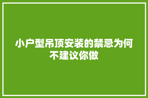 小户型吊顶安装的禁忌为何不建议你做 工艺流程
