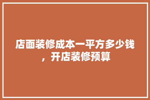 店面装修成本一平方多少钱，开店装修预算 新型材料