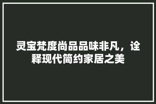 灵宝梵度尚品品味非凡，诠释现代简约家居之美