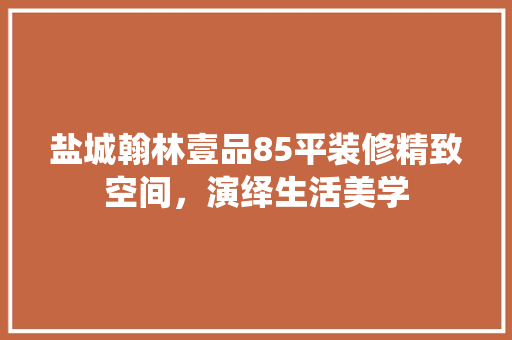 盐城翰林壹品85平装修精致空间，演绎生活美学