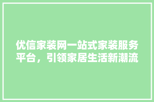 优信家装网一站式家装服务平台，引领家居生活新潮流