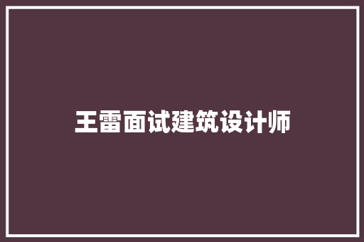 王雷面试建筑设计师