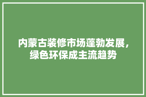 内蒙古装修市场蓬勃发展，绿色环保成主流趋势 工艺流程