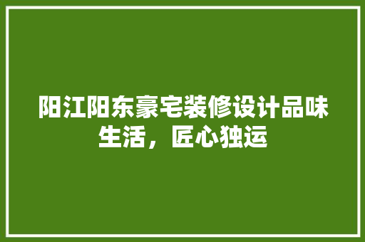 阳江阳东豪宅装修设计品味生活，匠心独运