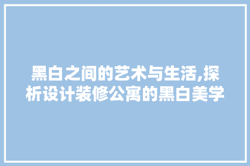 黑白之间的艺术与生活,探析设计装修公寓的黑白美学 材料设备