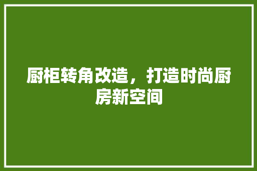 厨柜转角改造，打造时尚厨房新空间