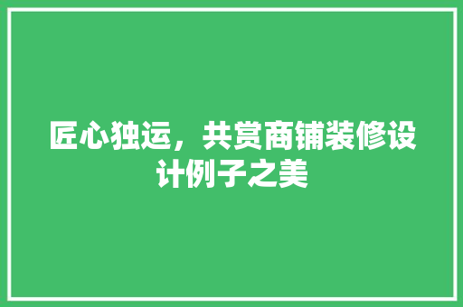 匠心独运，共赏商铺装修设计例子之美