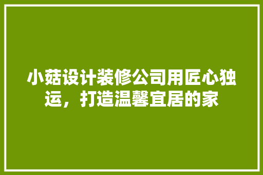 小菇设计装修公司用匠心独运，打造温馨宜居的家