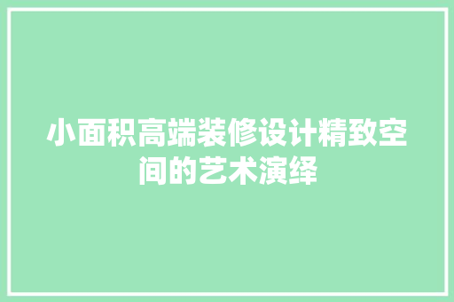 小面积高端装修设计精致空间的艺术演绎 施工工艺
