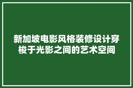 新加坡电影风格装修设计穿梭于光影之间的艺术空间