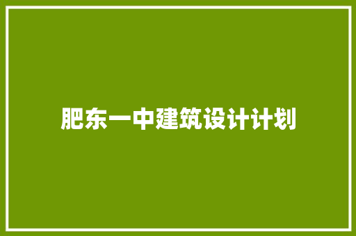 肥东一中建筑设计计划 常见问题