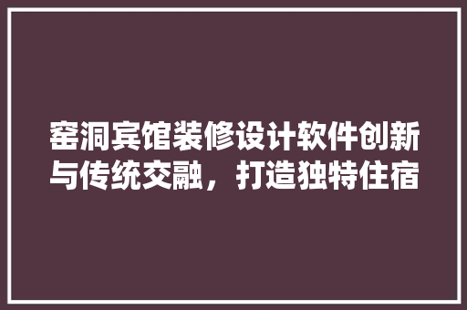 窑洞宾馆装修设计软件创新与传统交融，打造独特住宿体验