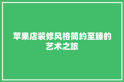 苹果店装修风格简约至臻的艺术之旅