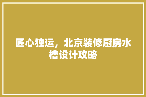 匠心独运，北京装修厨房水槽设计攻略 常用设备