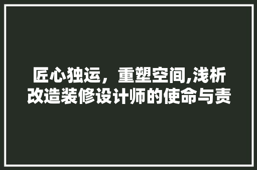 匠心独运，重塑空间,浅析改造装修设计师的使命与责任 常用设备