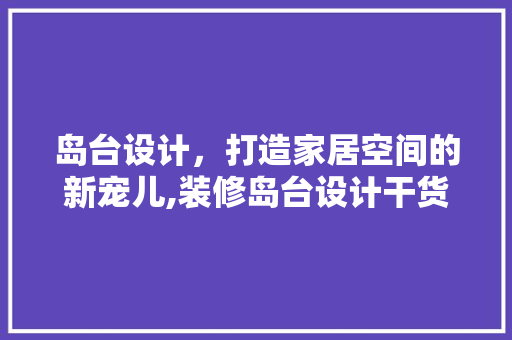 岛台设计，打造家居空间的新宠儿,装修岛台设计干货