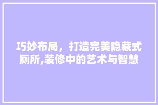 巧妙布局，打造完美隐藏式厕所,装修中的艺术与智慧